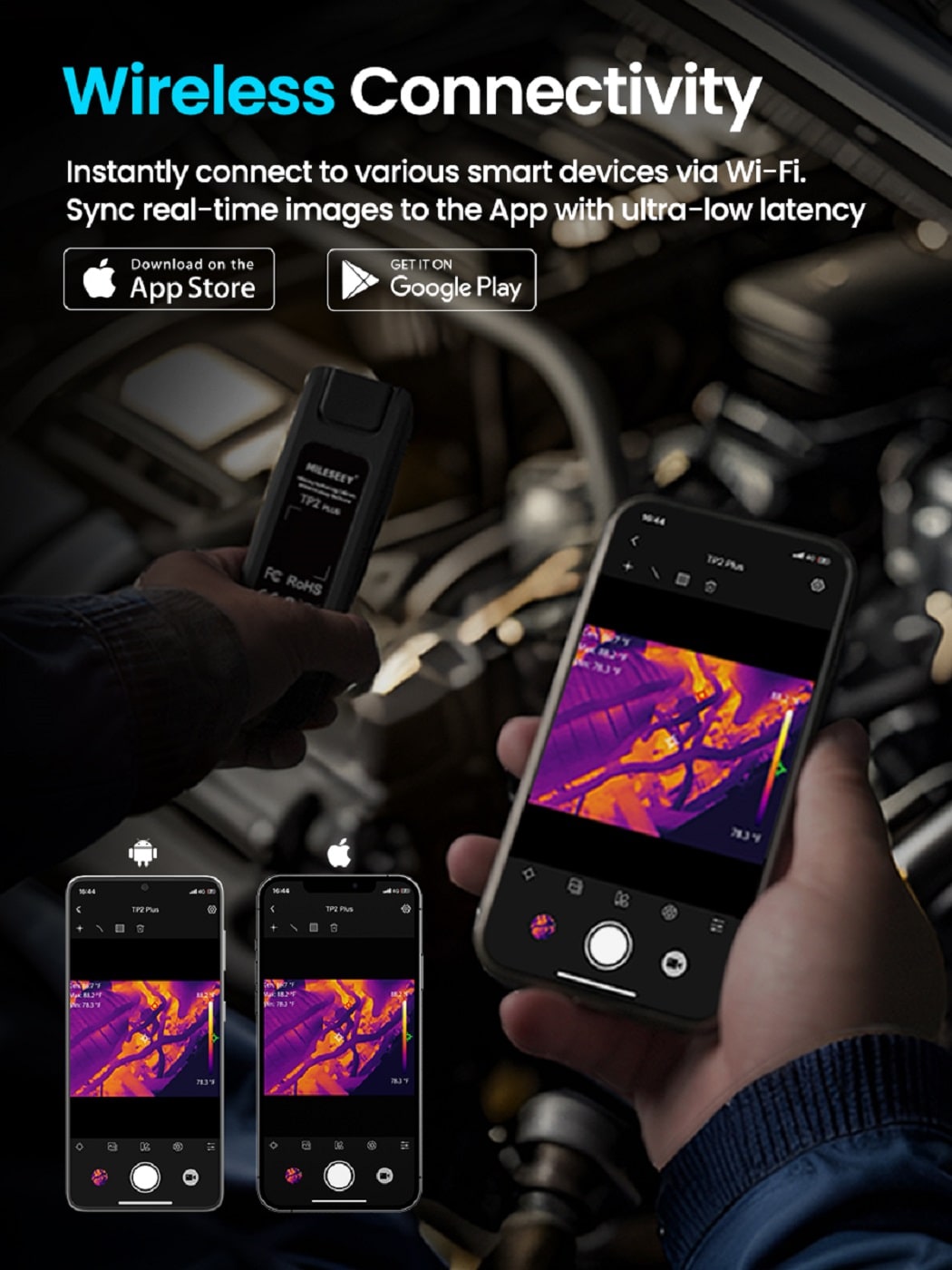 MILESEEY WiFi Wireless Phone Connected Dual View Display 256-Pixel Thermal Camera MILESEEY WiFi Wireless Phone Connected Dual View Display 256-Pixel Thermal Camera