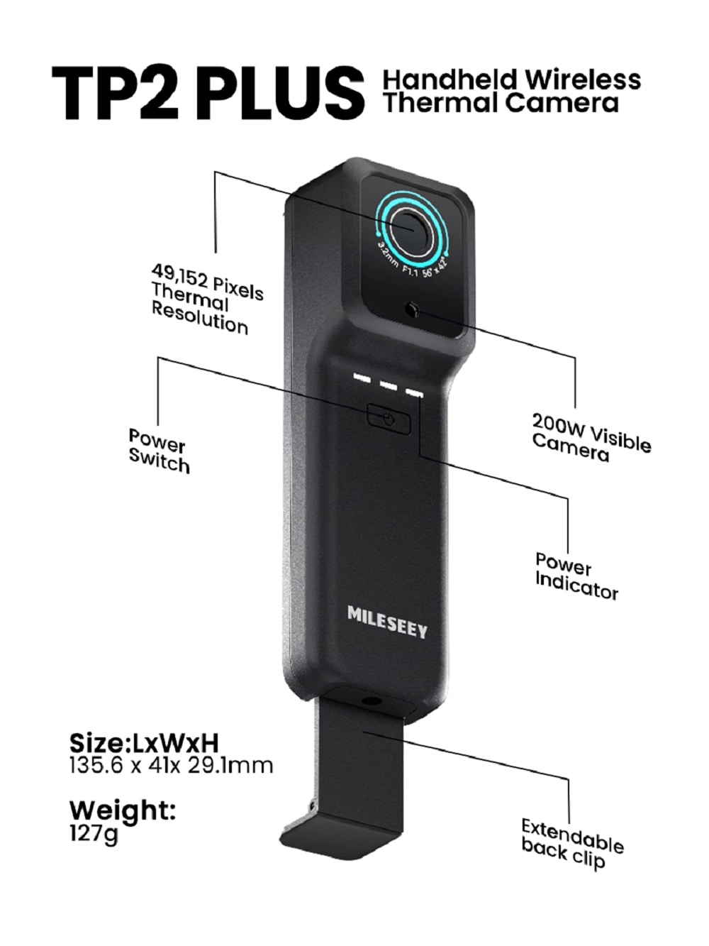 MILESEEY WiFi Wireless Phone Connected Dual View Display 256-Pixel Thermal Camera MILESEEY WiFi Wireless Phone Connected Dual View Display 256-Pixel Thermal Camera