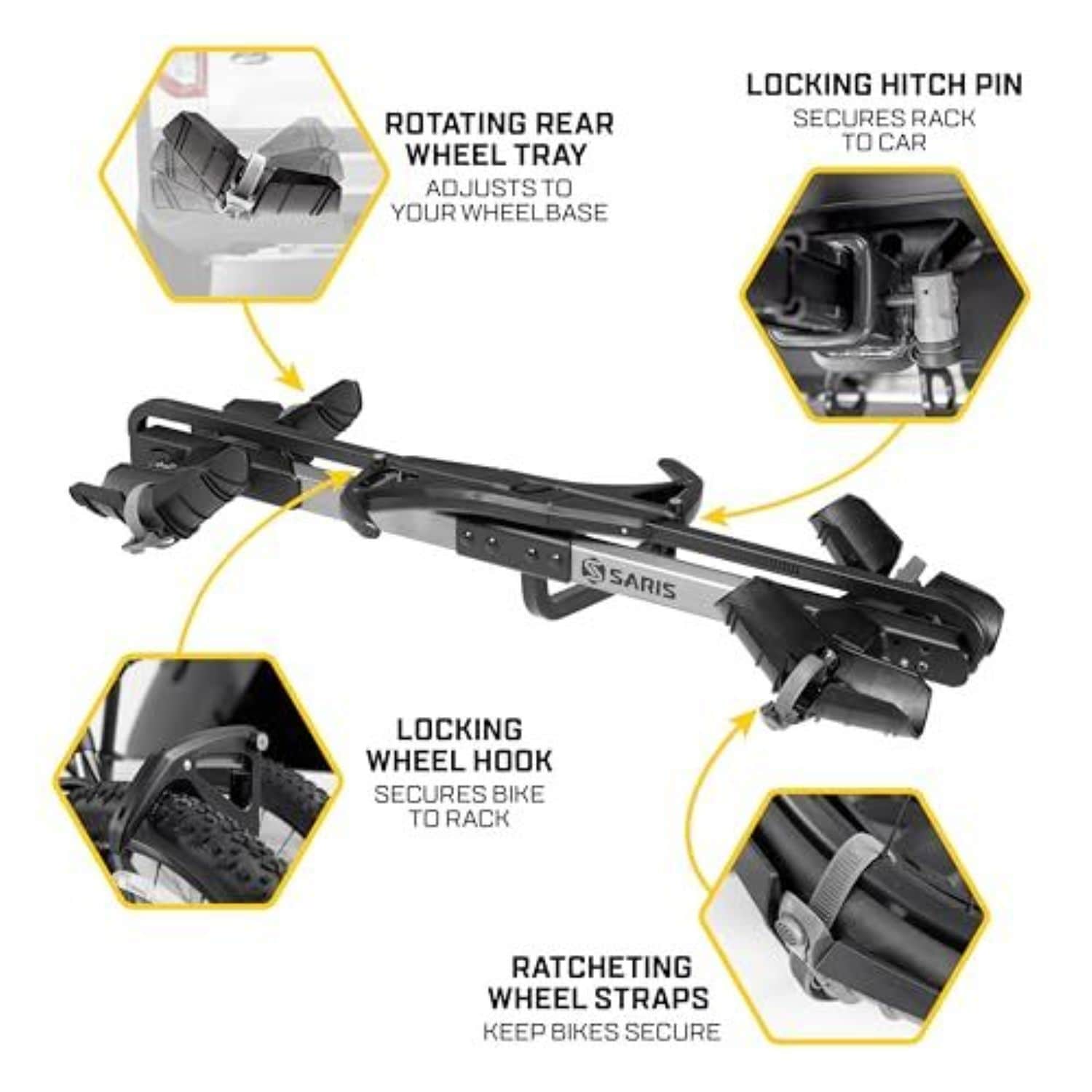 Saris Freedom 2 Bike Hitch Rack Aluminum Platform Carrier Fits 1.25 and 2 Inch Receivers Saris Freedom 2 Bike Hitch Rack Aluminum Platform Carrier Fits 1.25 and 2 Inch Receivers