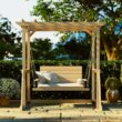 Homsee 82.1 Inch Wide Cedar Wood Arbor Gazebo Swing Chair for Two with Ergonomic High Back Pavilion Canopy and Galvanized Chains for Backyard Patio and Balcony 82.1''L x 63''W x 81.1''H Brown
