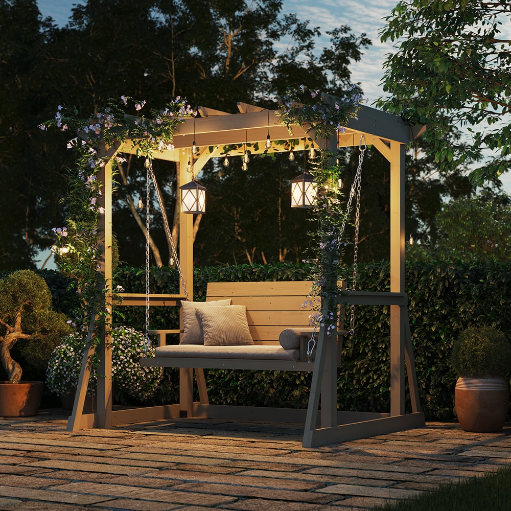 Homsee 82.1 Inch Wide Cedar Wood Arbor Gazebo Swing Chair for Two with Ergonomic High Back Pavilion Canopy and Galvanized Chains for Backyard Patio and Balcony 82.1''L x 63''W x 81.1''H Brown Homsee 82.1 Inch Wide Cedar Wood Arbor Gazebo Swing Chair for Two with Ergonomic High Back Pavilion Canopy and Galvanized Chains for Backyard Patio and Balcony 82.1''L x 63''W x 81.1''H Brown