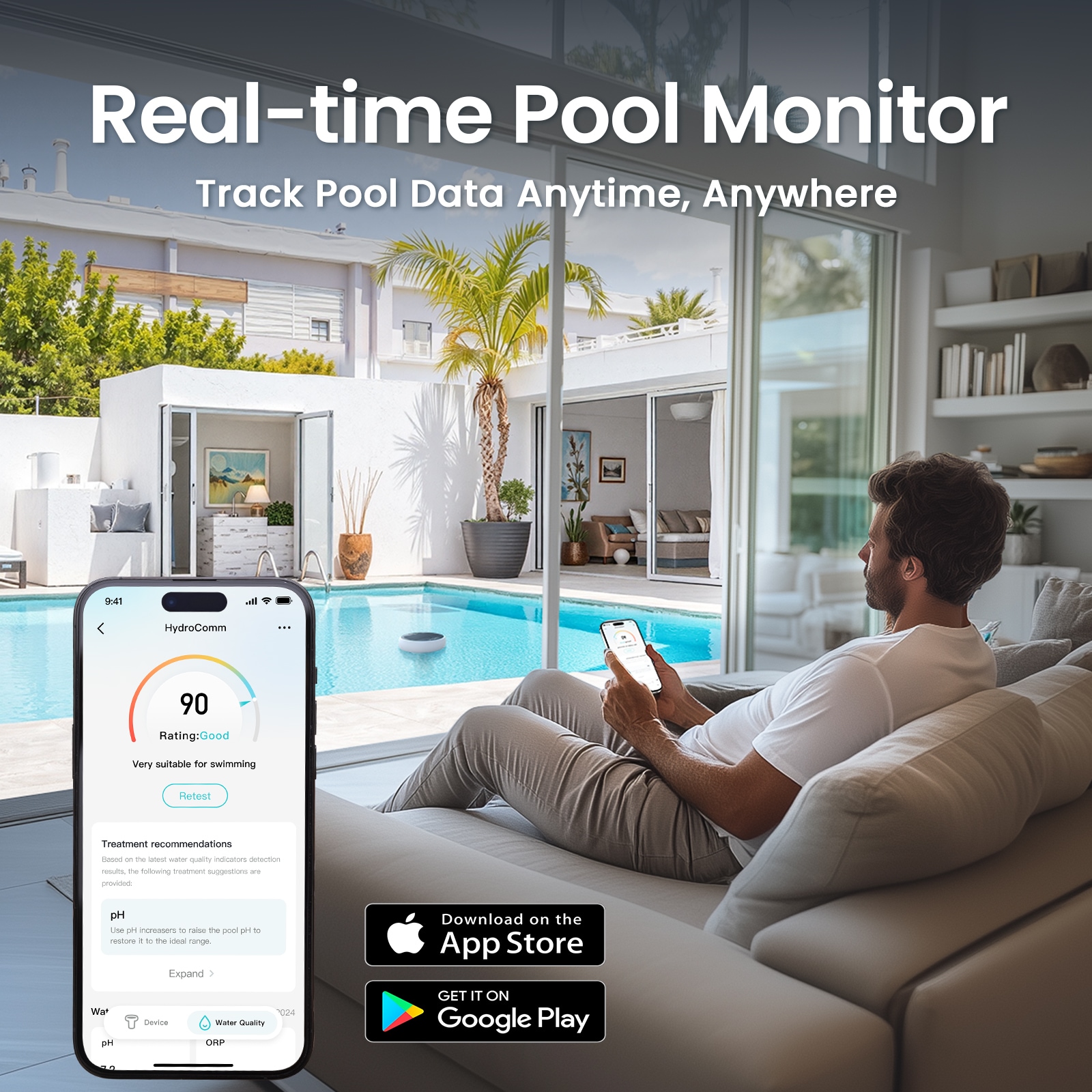 Aiper HydroComm Programmable Wireless Pool Chemical Monitoring System Aiper HydroComm Programmable Wireless Pool Chemical Monitoring System