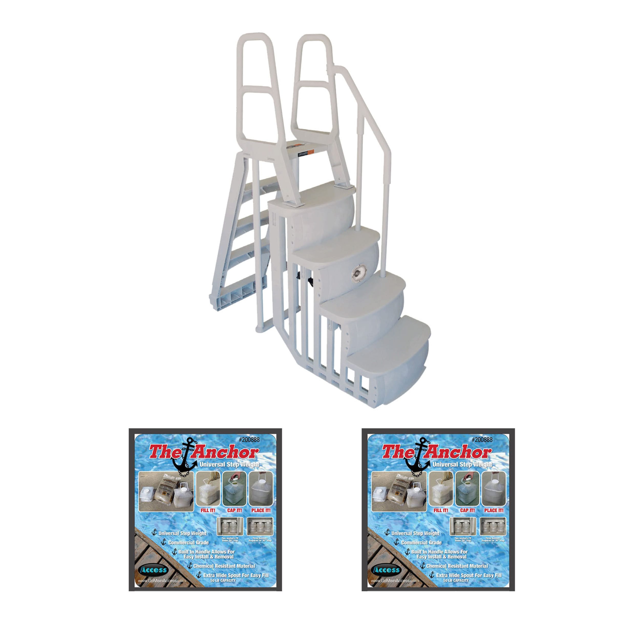 Main Access 54-in Plastic A-frame pool ladder Hand Rail Main Access 54-in Plastic A-frame pool ladder Hand Rail
