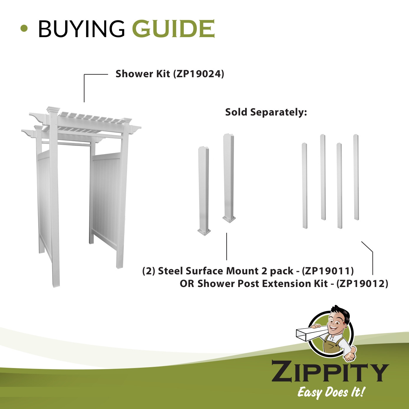 Zippity Outdoor Products 61.5-in x 46.5-in x 88.75-in White Outdoor Shower Kit Enclosure Zippity Outdoor Products 61.5-in x 46.5-in x 88.75-in White Outdoor Shower Kit Enclosure