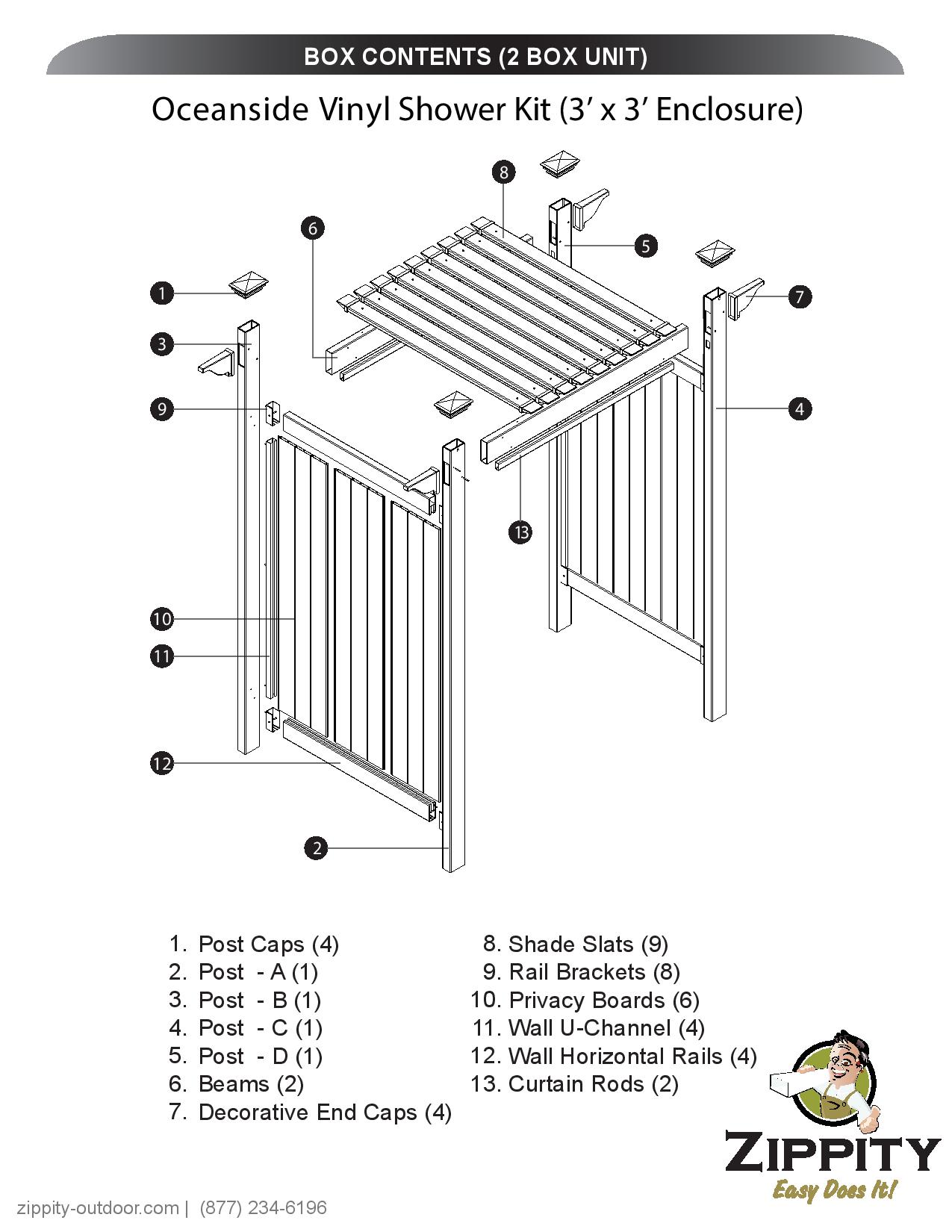 Zippity Outdoor Products 61.5-in x 46.5-in x 88.75-in White Outdoor Shower Kit Enclosure Zippity Outdoor Products 61.5-in x 46.5-in x 88.75-in White Outdoor Shower Kit Enclosure