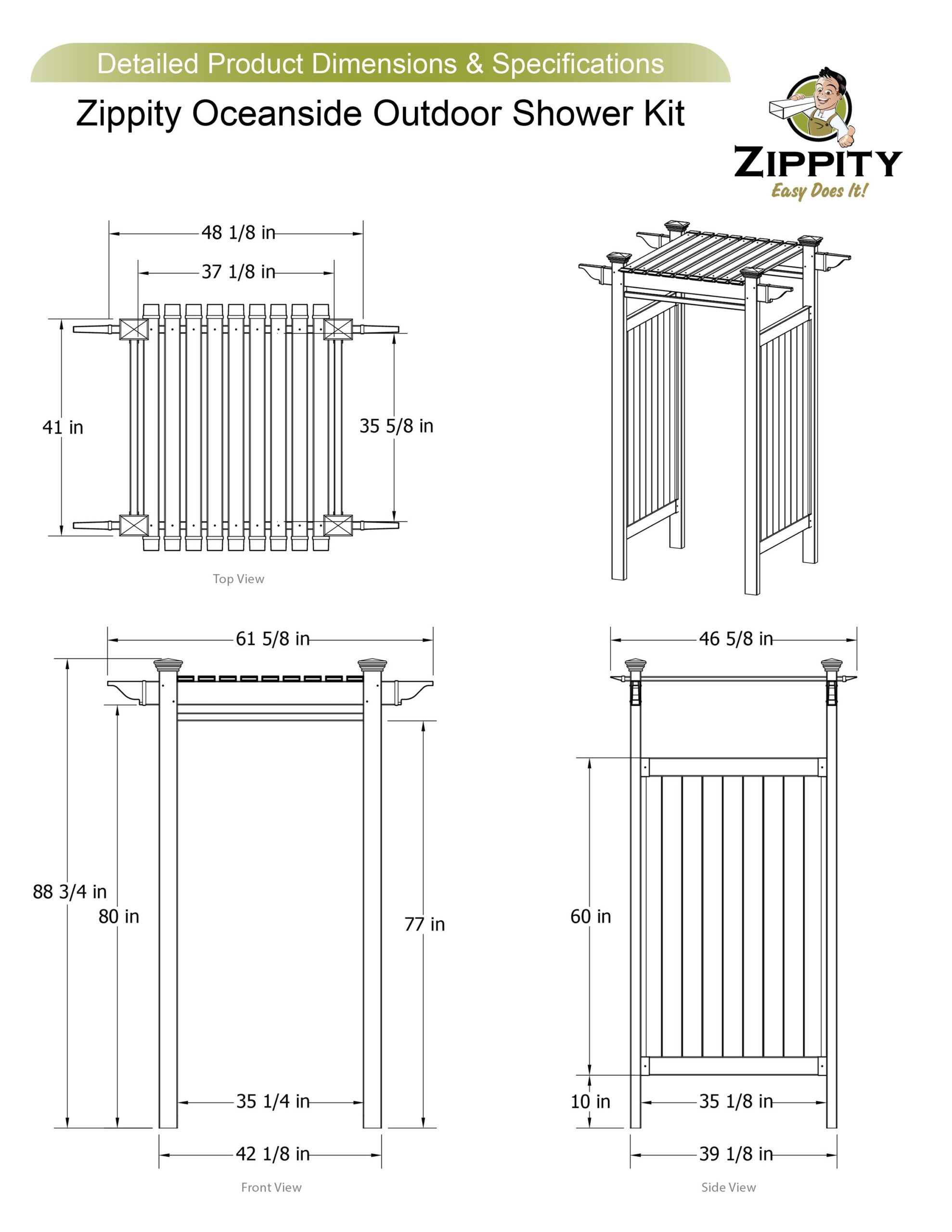 Zippity Outdoor Products 61.5-in x 46.5-in x 88.75-in White Outdoor Shower Kit Enclosure Zippity Outdoor Products 61.5-in x 46.5-in x 88.75-in White Outdoor Shower Kit Enclosure