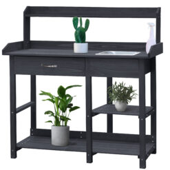 VEIKOUS Wooden Potting Bench Tables 46-in x 47.9-in x 15.3-in Gray Potting Bench