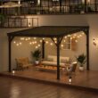 VEIKOUS 10-ft W x 8-ft L x 7-ft 6-1/2-in H Black Metal Attached Pergola