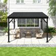 VEIKOUS 10-ft W x 8-ft L x 7-ft 6-1/2-in H Black Metal Attached Pergola