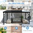 VEIKOUS 14-ft W x 10-ft L x 8-ft H Black Metal Attached Pergola