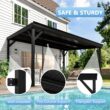 VEIKOUS 14-ft W x 10-ft L x 8-ft H Black Metal Attached Pergola