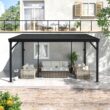 VEIKOUS 14-ft W x 10-ft L x 8-ft H Black Metal Attached Pergola