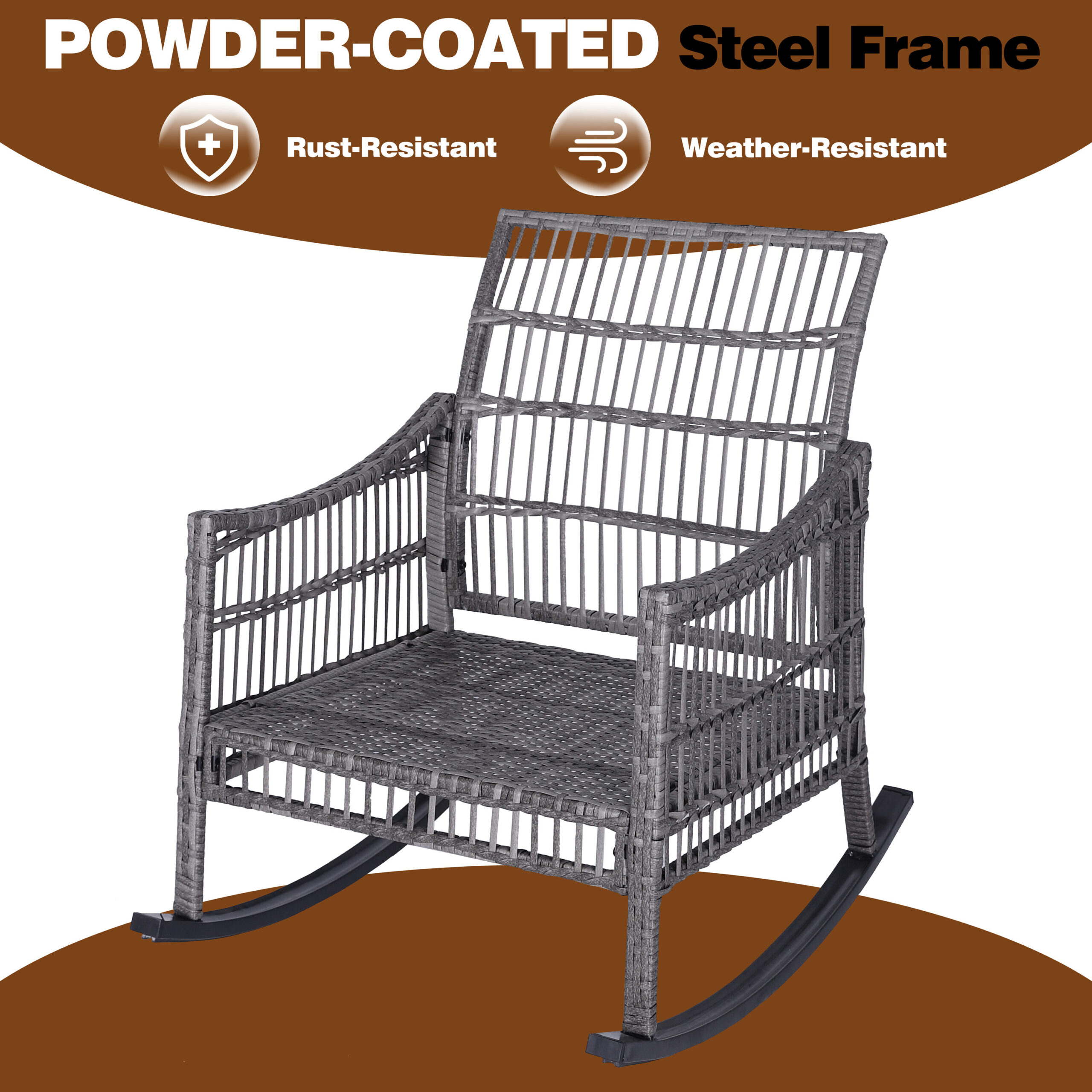VEIKOUS Set of 2 Wicker Gray Wicker Frame Rocking Chair with Gray Rocking Chair Cushioned Seat VEIKOUS Set of 2 Wicker Gray Wicker Frame Rocking Chair with Gray Rocking Chair Cushioned Seat