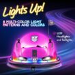 Flybar 12V Glow Bumper Car Ride On Toy - Indoor/Outdoor Toys, Toddler Toys, Bumper Cars, Kids Electric Car, w/ 360° Spins, Multi-Color LED Lights, Max Weight of 100lbs, Age 4-9yrs, Pink