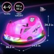 Flybar 12V Glow Bumper Car Ride On Toy - Indoor/Outdoor Toys, Toddler Toys, Bumper Cars, Kids Electric Car, w/ 360° Spins, Multi-Color LED Lights, Max Weight of 100lbs, Age 4-9yrs, Pink