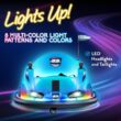 Flybar 12V Glow Bumper Car Ride On Toy - Indoor/Outdoor Toys, Toddler Toys, Bumper Cars, Kids Electric Car, w/ 360° Spins, Multi-Color LED Lights, Max Weight of 100lbs, Age 4-9yrs, Blue