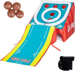 Flybar FunPark Giant Inflatable Skee‑Ball Game – 11 Ft. Long Arcade Toy with 4 Balls and Electric Air Pump for Backyard, Indoor or Outdoor Family Play; Active Game for Kids & Adults, Ages 6+