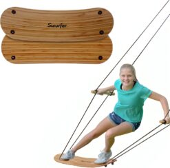Swurfer Stand Up TreeSkate Outdoor Swing - Tree Swing for Kids with Adjustable Handles, Kids Outdoor Play Equipment, Durable, Weatherproof, Easy Installation, Holds Up to 200 lbs, Ages 6+ (Bamboo)