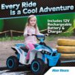 Kid Trax 12V ATV for Boys and Girl Toys - Toddler Ride On ATV, Kids' Electric Vehicle, ATV Quad Car Toy w/ 2 Speed, Led Headlights, Four Wheelers Ride On Toy, Max Weight 77 lb, Ages 3-8, ICE Blue