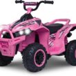 Kid Trax Pink 12V ATV Ride On Toys - Quad ATV, Electric 4 Wheeler, Reverse and Forward, Kids' Electric Vehicle, Quad Car ATV w/ 2 Speed, Led Headlights, 4 Wheeler, Max Weight 77 lb, Ages 3-8