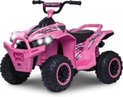 Kid Trax Pink 12V ATV Ride On Toys - Quad ATV, Electric 4 Wheeler, Reverse and Forward, Kids' Electric Vehicle, Quad Car ATV w/ 2 Speed, Led Headlights, 4 Wheeler, Max Weight 77 lb, Ages 3-8
