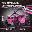 Kid Trax Pink 12V ATV Ride On Toys - Quad ATV, Electric 4 Wheeler, Reverse and Forward, Kids' Electric Vehicle, Quad Car ATV w/ 2 Speed, Led Headlights, 4 Wheeler, Max Weight 77 lb, Ages 3-8