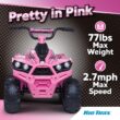 Kid Trax Pink 12V ATV Ride On Toys - Quad ATV, Electric 4 Wheeler, Reverse and Forward, Kids' Electric Vehicle, Quad Car ATV w/ 2 Speed, Led Headlights, 4 Wheeler, Max Weight 77 lb, Ages 3-8