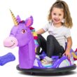 6V Unicorn Toys Bumper Car - Kids Electric Car, Ride On Toddler Toy, Toddler Boys, w/Music, Parent Remote Control, LED Light, 360° Spin, 1 MPH, Auto-inflated, Max Weight of 66lbs, Age 1.5-4