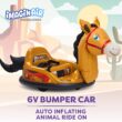 6V Horse Toys Toddler Bumper Car - Toddler Toy, Kids Electric Car, Ride On Toy, w/Music, Parent Remote Control, LED Lights, 360° Spin, Auto-inflated, 1 MPH, Max Weight of 66lbs, Age 1.5-4