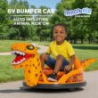 6V Raptor Dinosaur Toys Bumper Car - Kids Car to Drive, Ride On Toy, Auto-Inflated, w/Music, Parent Remote Control, LED Lights, 360° Spin, 1 MPH, Max Weight of 66lbs, Age 1.5-4 Years