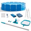 Intex 15-ft x 15-ft x 48-in Metal frame Round Above-Ground Pool with Filter Pump with Ground Cloth with Pool Cover with Ladder