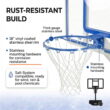 Dunn-Rite Splash & Shoot Pool Basketball Hoop, Adjustable Height Clear Backboard – 200lbs Water-Filled Base, Stainless Steel Rim & Waterproof Basketball, Made in USA, Clear Blue