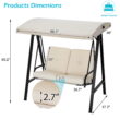 AECOJOY 2 Persons Outdoor Patio Canopy Steel Porch Swing Chair-Beige