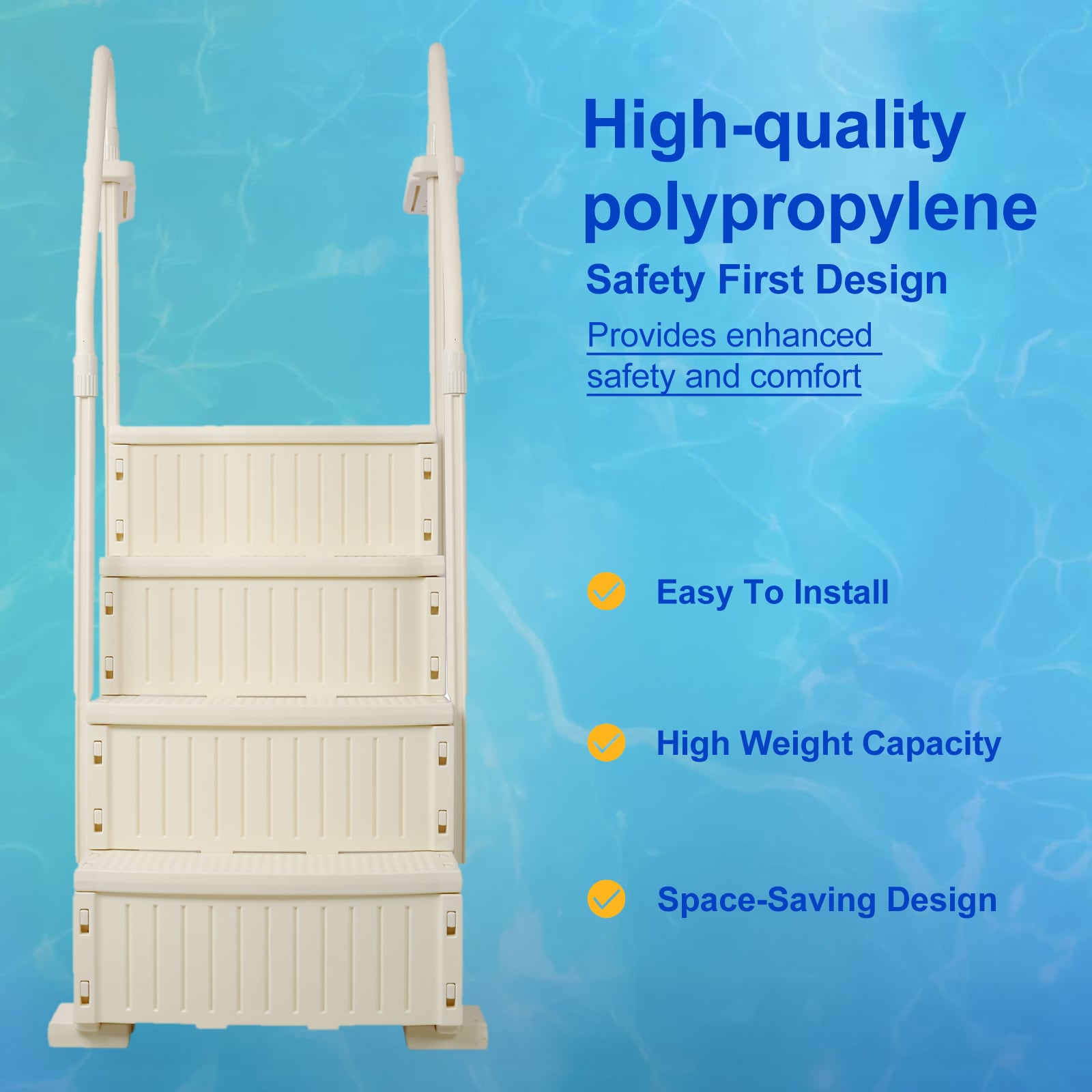Siavonce Drop-in pool steps 60-in Polyethylene Drop-in pool steps Hand Rail Siavonce Drop-in pool steps 60-in Polyethylene Drop-in pool steps Hand Rail