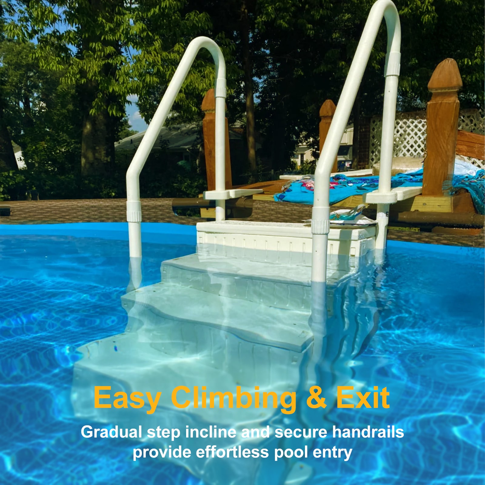 Siavonce Drop-in pool steps 60-in Polyethylene Drop-in pool steps Hand Rail Siavonce Drop-in pool steps 60-in Polyethylene Drop-in pool steps Hand Rail