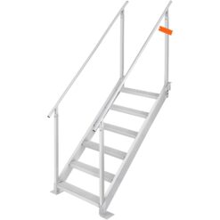 Huluwat Dock Ladder 43ftft 51ftft Adjustable Height 500 lbs Load Capacity Aluminum Alloy 6 Steps Pontoon Boat Ladder with Dual Handrails Nonslip Rubber Mat Ideal for Ship Lake Pool Marine Boarding