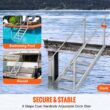 Huluwat Dock Ladder 43ftft 51ftft Adjustable Height 500 lbs Load Capacity Aluminum Alloy 6 Steps Pontoon Boat Ladder with Dual Handrails Nonslip Rubber Mat Ideal for Ship Lake Pool Marine Boarding