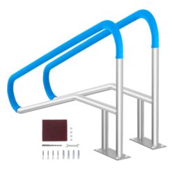 Huluwat Pool Handrail 2 PCS 55 x 32 inch Railing Stainless Steel with Base Plate for Indoor Outdoor Rust Proof Grab Bar w Grip Cover Accessories for Decks Spas