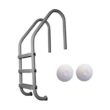Saftron 3 Step Inground Pool Ladder and Ladder and Rail Anchor Socket Cover 2 Pack