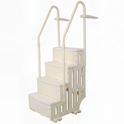 HomLux Heavy Duty Above Ground Pool Steps with Dual Safety Handrails and 400lb Capacity Entry System
