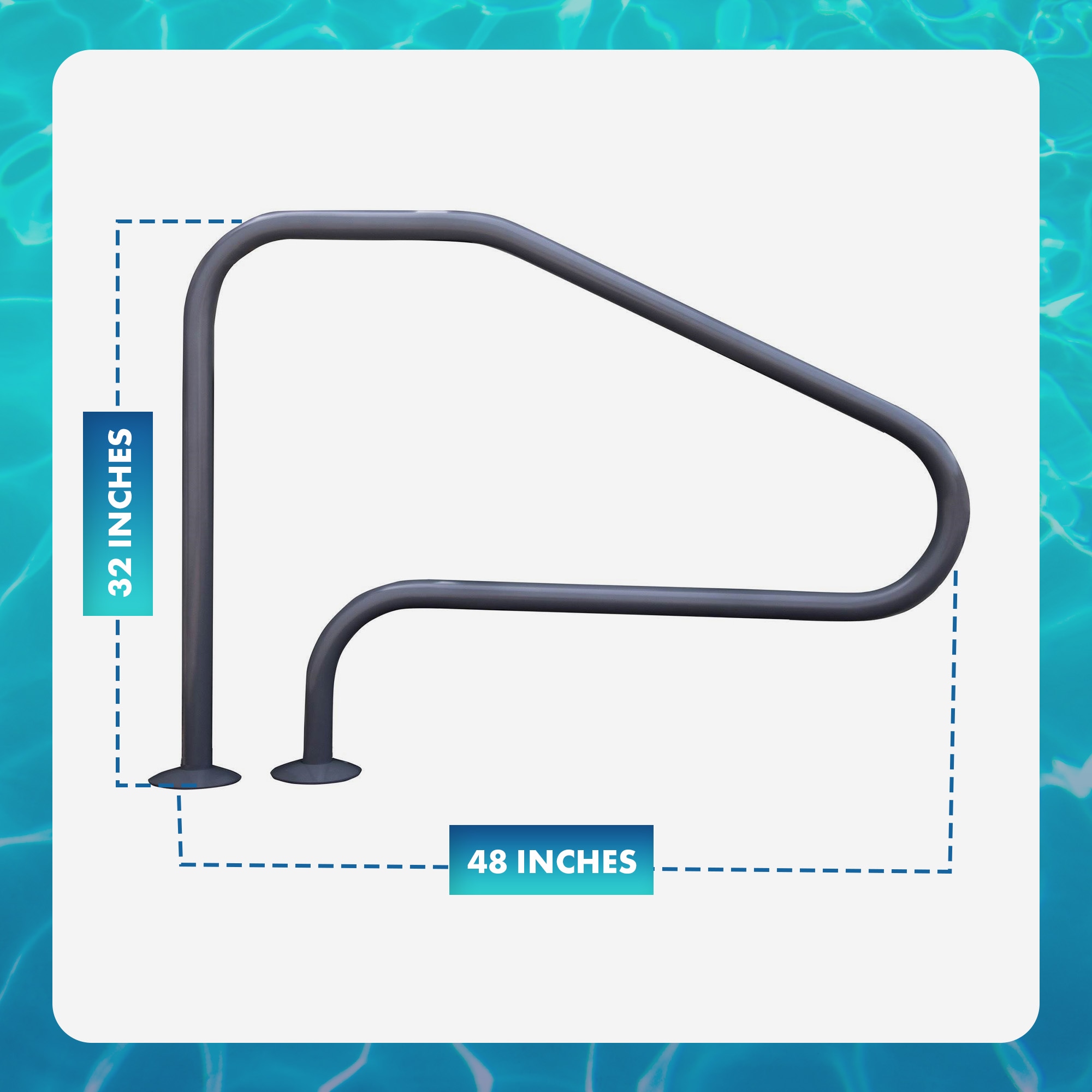 Saftron 48"x32" 4 Bend Figure 4 InGround Pool Return to Deck Rail, Graphite Gray Saftron 48"x32" 4 Bend Figure 4 InGround Pool Return to Deck Rail, Graphite Gray