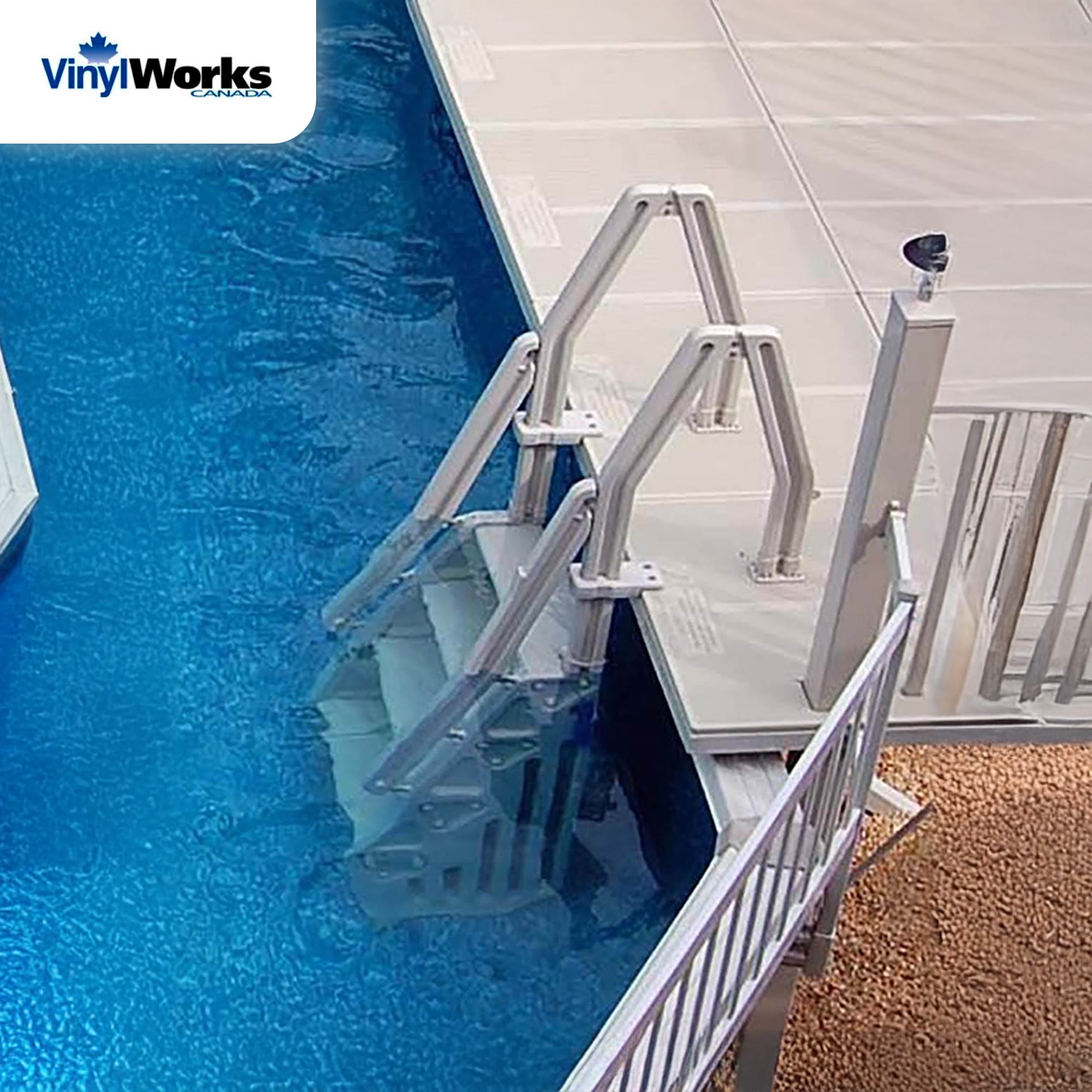 Vinyl Works 60-in Plastic Drop-in pool steps Hand Rail Vinyl Works 60-in Plastic Drop-in pool steps Hand Rail