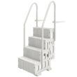 JUSHUA White Adjustable Above Ground Pool Ladder with Dual Handrails and Non Slip Steps