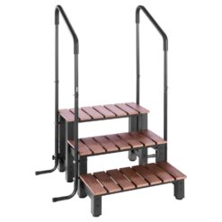 Angel Sar 3 Step Hot Tub Steps With Handrail 550 Pound Capacity Heavy Duty Spa Stairs