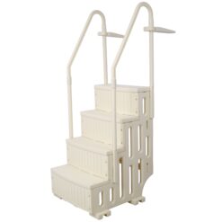 Huluwat Pool Ladder Heavy Duty 4 Safety Step for Above Ground Pools Stair Entry System with Handrails 400lbs