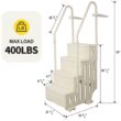 Angel Sar White 4 Step Pool Ladder Heavy Duty Plastic Non Slip Above Ground Swimming Pool Steps With Side Rails