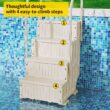 Angel Sar White 4 Step Pool Ladder Heavy Duty Plastic Non Slip Above Ground Swimming Pool Steps With Side Rails