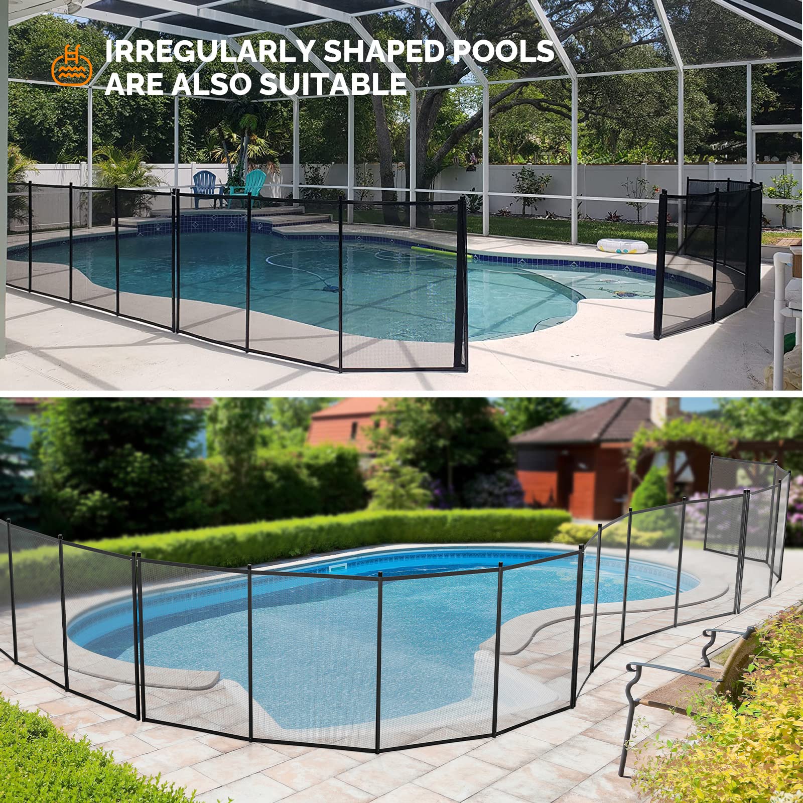 VINGLI 4-ft x 96-ft Black Easy-storaged Pool Fence for Ground Pool Mesh Pool Safety Barrier Panel VINGLI 4-ft x 96-ft Black Easy-storaged Pool Fence for Ground Pool Mesh Pool Safety Barrier Panel