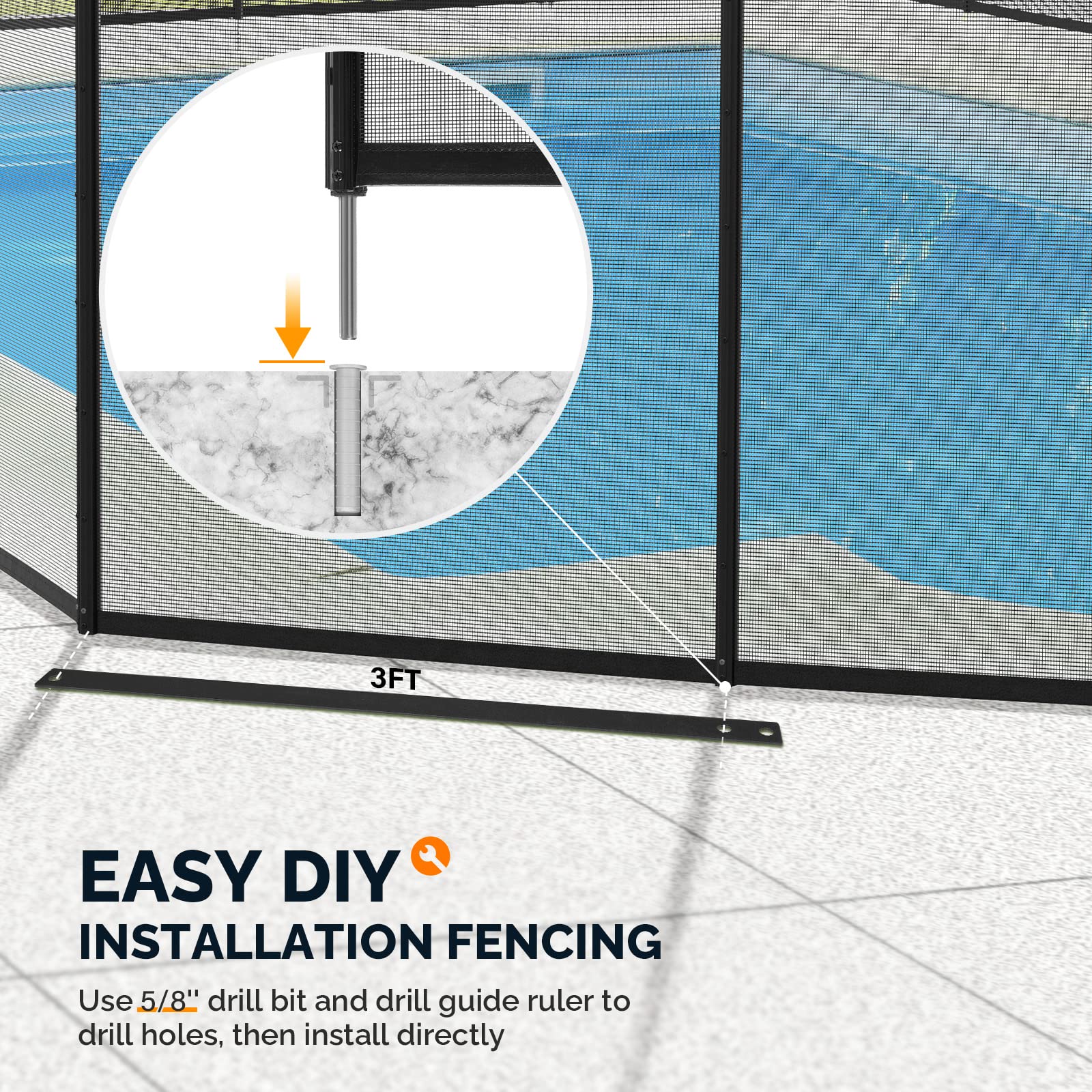 VINGLI 4-ft x 96-ft Black Easy-storaged Pool Fence for Ground Pool Mesh Pool Safety Barrier Panel VINGLI 4-ft x 96-ft Black Easy-storaged Pool Fence for Ground Pool Mesh Pool Safety Barrier Panel