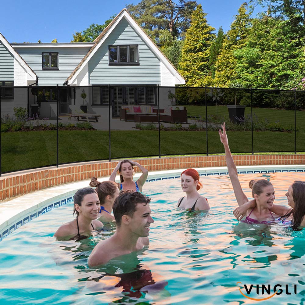 VINGLI 4-ft x 96-ft Black Easy-storaged Pool Fence for Ground Pool Mesh Pool Safety Barrier Panel VINGLI 4-ft x 96-ft Black Easy-storaged Pool Fence for Ground Pool Mesh Pool Safety Barrier Panel